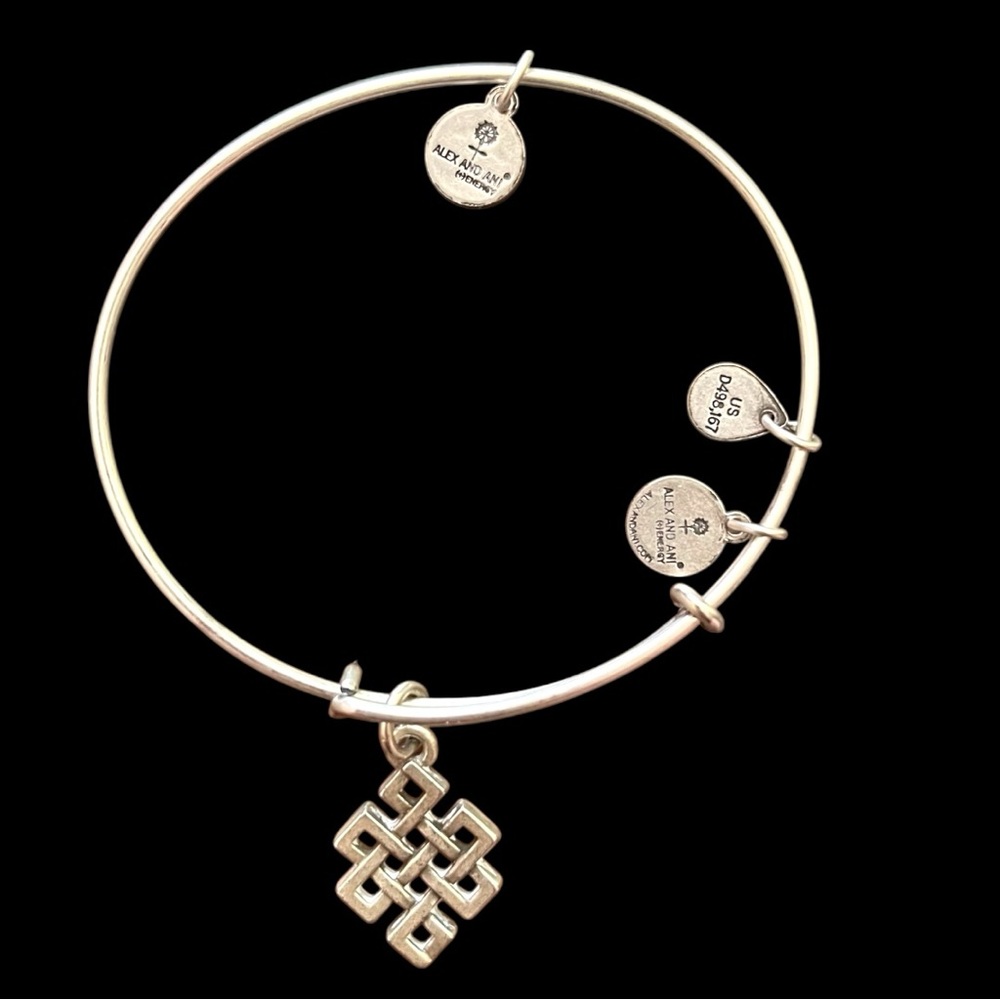 Alex and Ani Women’s Silver Endless Knot Charm Bangle Bracelet